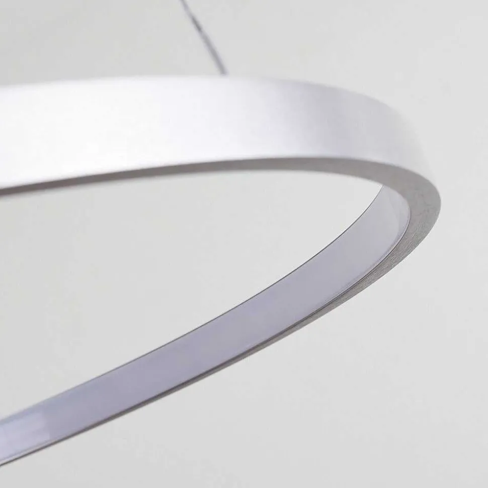 Suspension Canisteo Led Argente, 2 Lumieres, Telecommandes, Changeur De Couleurs