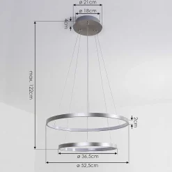 Suspension Canisteo Led Argente, 2 Lumieres, Telecommandes, Changeur De Couleurs