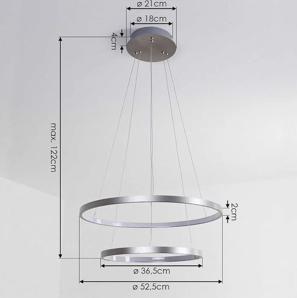Suspension Canisteo Led Argente, 2 Lumieres, Telecommandes, Changeur De Couleurs