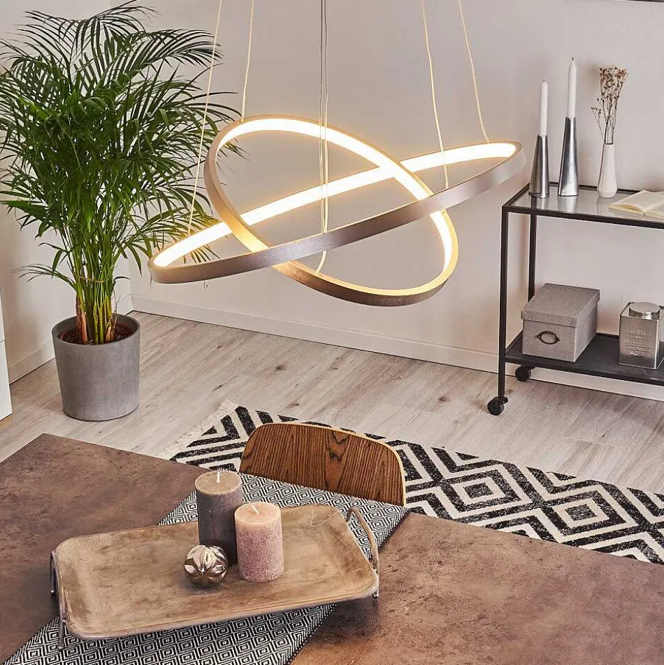 Suspension Canisteo Led Argente, 2 Lumieres, Telecommandes, Changeur De Couleurs