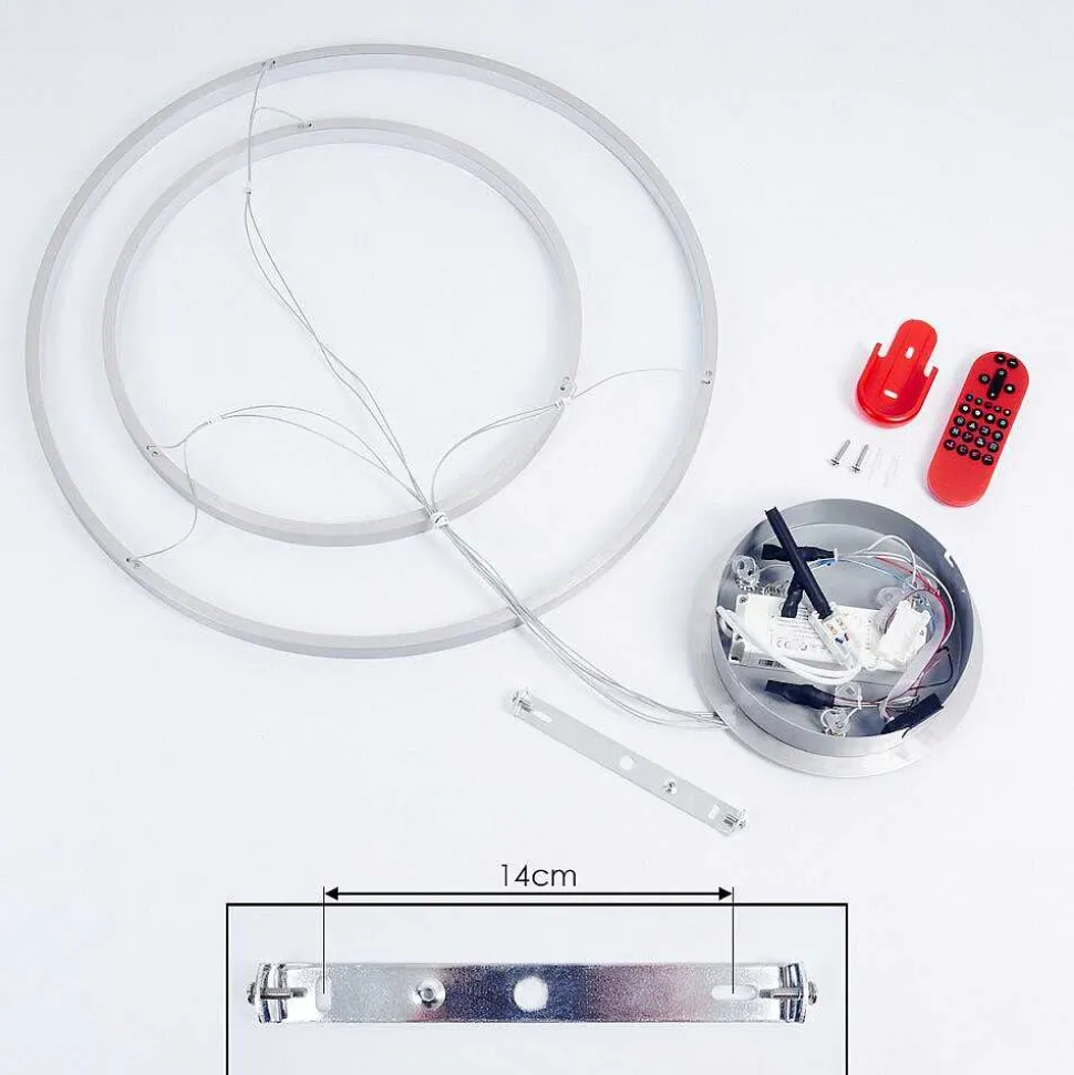 Suspension Canisteo Led Argente, 2 Lumieres, Telecommandes, Changeur De Couleurs