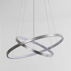 Suspension Canisteo Led Argente, 2 Lumieres, Telecommandes, Changeur De Couleurs