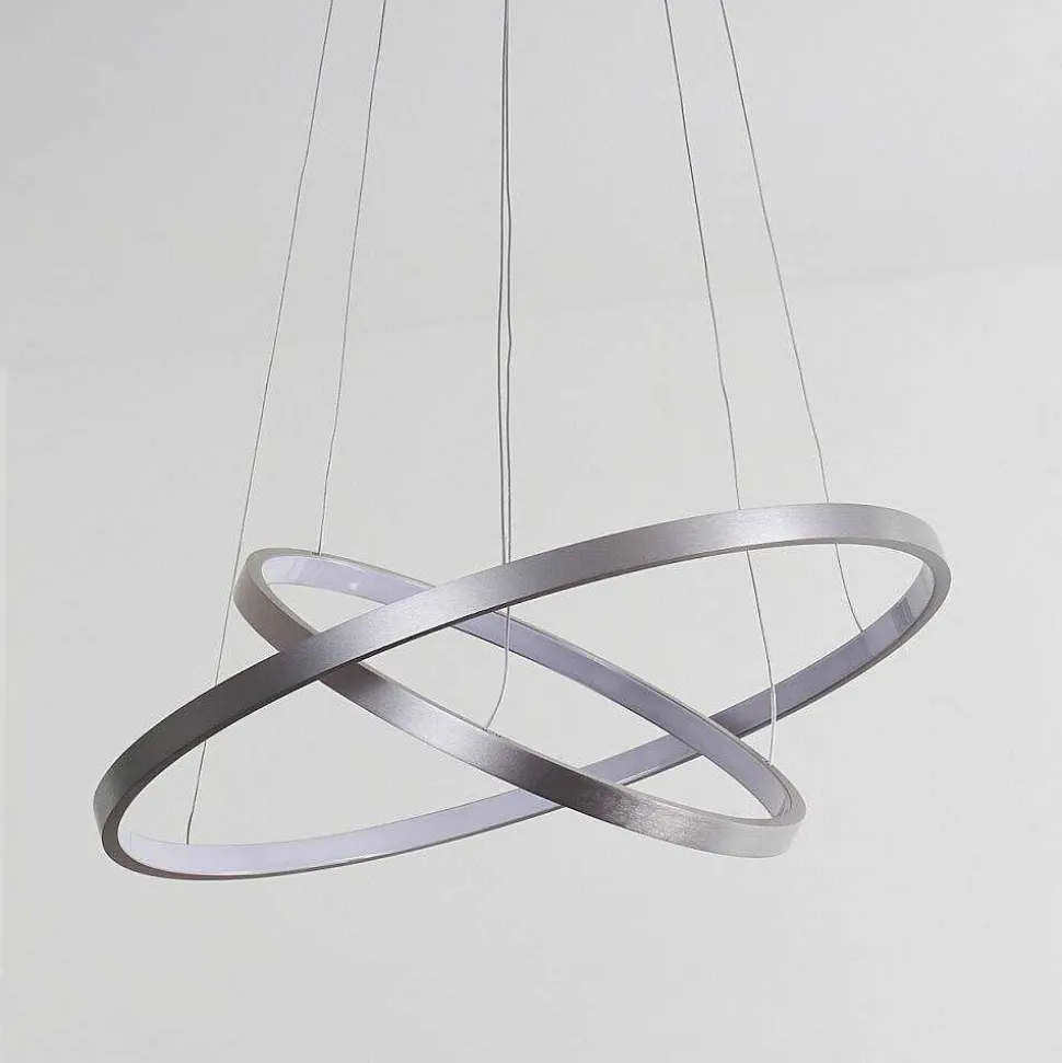 Suspension Canisteo Led Argente, 2 Lumieres, Telecommandes, Changeur De Couleurs