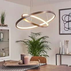 Suspension Canisteo Led Argente, 2 Lumieres, Telecommandes, Changeur De Couleurs