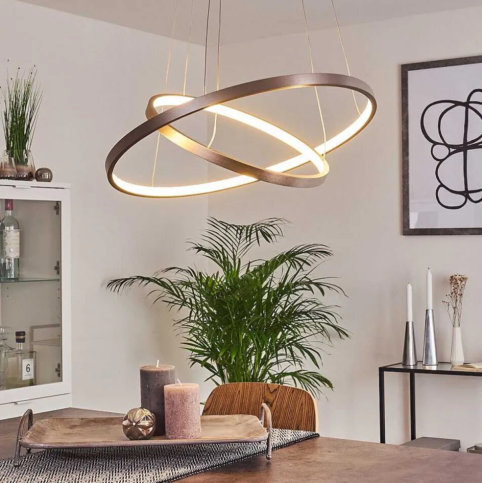 Suspension Canisteo Led Argente, 2 Lumieres, Telecommandes, Changeur De Couleurs