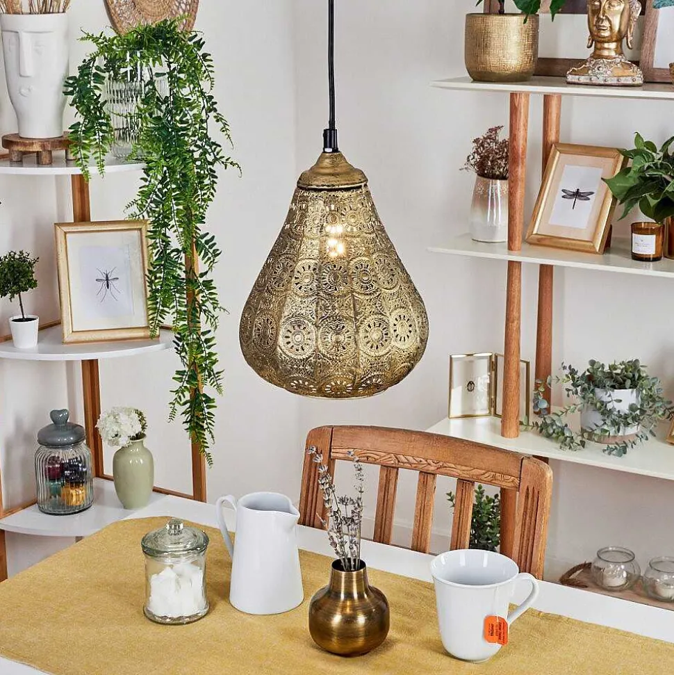 Suspension Cassis Vieux Laiton, 1 Lumiere