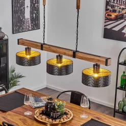 Suspension Chabian Brun, Couleur Bois, Noir, 3 Lumieres