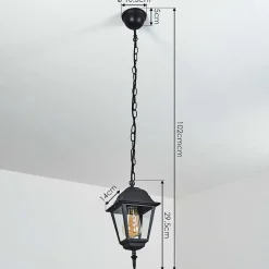 Suspension Exterieur Naofe Noir, 1 Lumiere