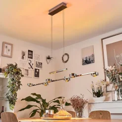 Suspension Fernandaires Led Nickel Mat, 12 Lumieres