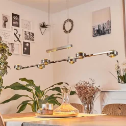 Suspension Fernandaires Led Nickel Mat, 12 Lumieres