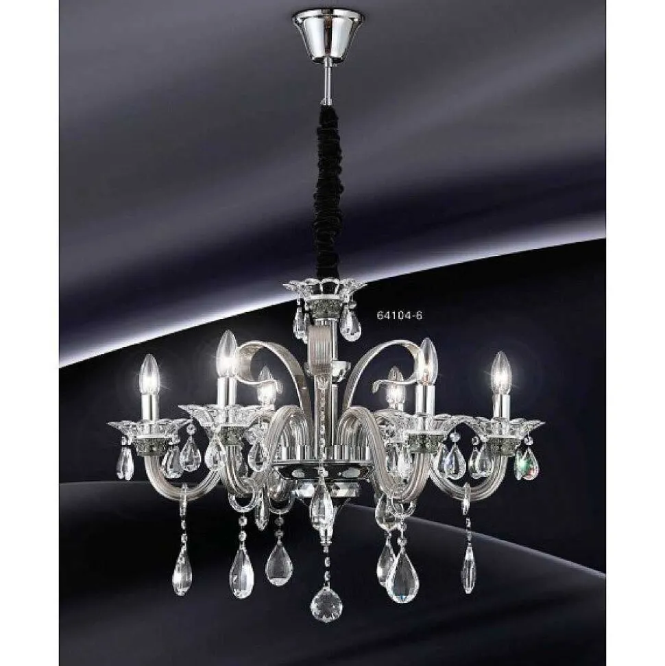 Suspension Globo Dunja Chrome, Transparent, 6 Lumieres