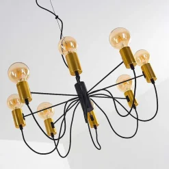 Suspension Gnarp Noir Dore, 8 Lumieres