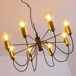 Suspension Gnarp Noir Dore, 8 Lumieres