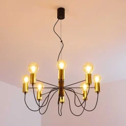 Suspension Gnarp Noir Dore, 8 Lumieres