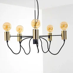 Suspension Gnarp Noir Dore, 5 Lumieres