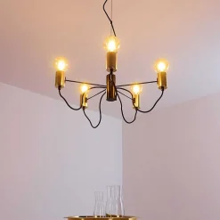 Suspension Gnarp Noir Dore, 5 Lumieres