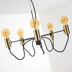 Suspension Gnarp Noir Dore, 5 Lumieres