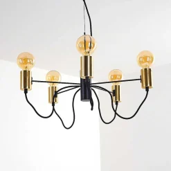 Suspension Gnarp Noir Dore, 5 Lumieres