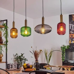 Suspension Goldenville Laiton, Noir, 4 Lumieres