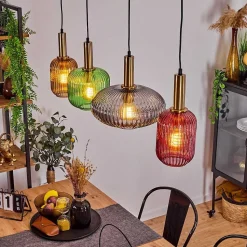 Suspension Goldenville Laiton, Noir, 4 Lumieres