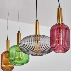 Suspension Goldenville Laiton, Noir, 4 Lumieres