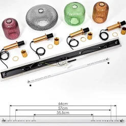 Suspension Goldenville Laiton, Noir, 4 Lumieres