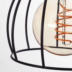 Suspension Gondo Bois Clair, Noir, 4 Lumieres