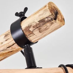 Suspension Gondo Bois Fonce, Noir, 4 Lumieres