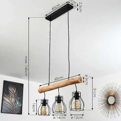 Suspension Gondo Brun, Noir, 3 Lumieres