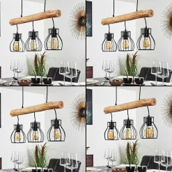 Suspension Gondo Brun, Noir, 3 Lumieres