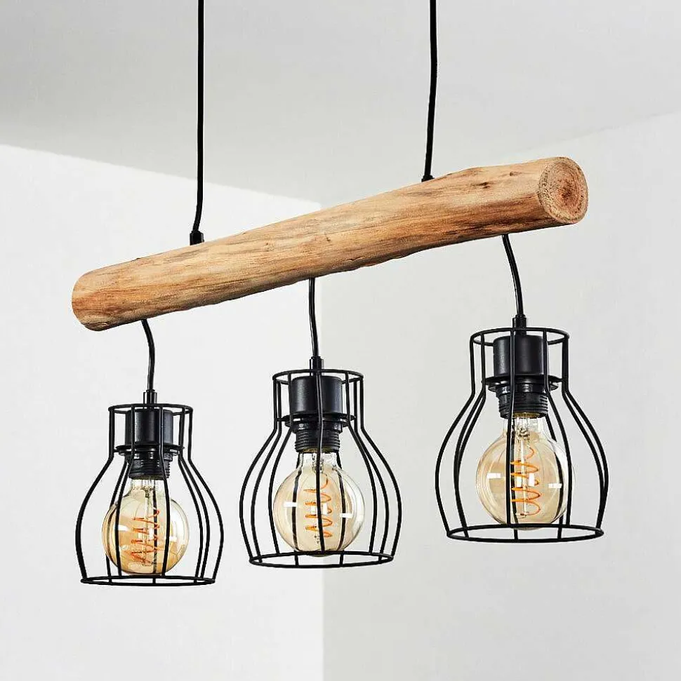 Suspension Gondo Brun, Noir, 3 Lumieres