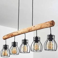 Suspension Gondo Brun, Noir, 5 Lumieres