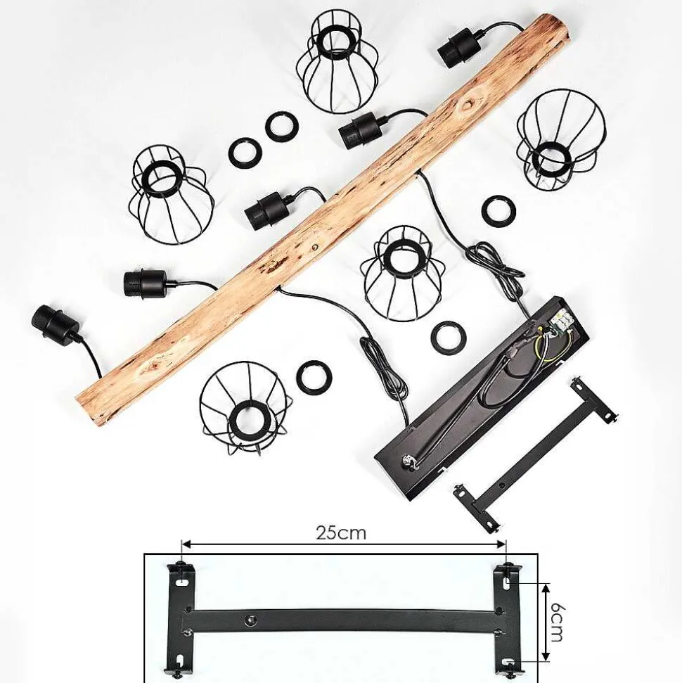 Suspension Gondo Brun, Noir, 5 Lumieres