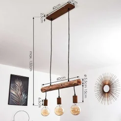 Suspension Gondo Rouille, 3 Lumieres