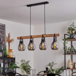 Suspension Hocker Ecru, Noir, 4 Lumieres