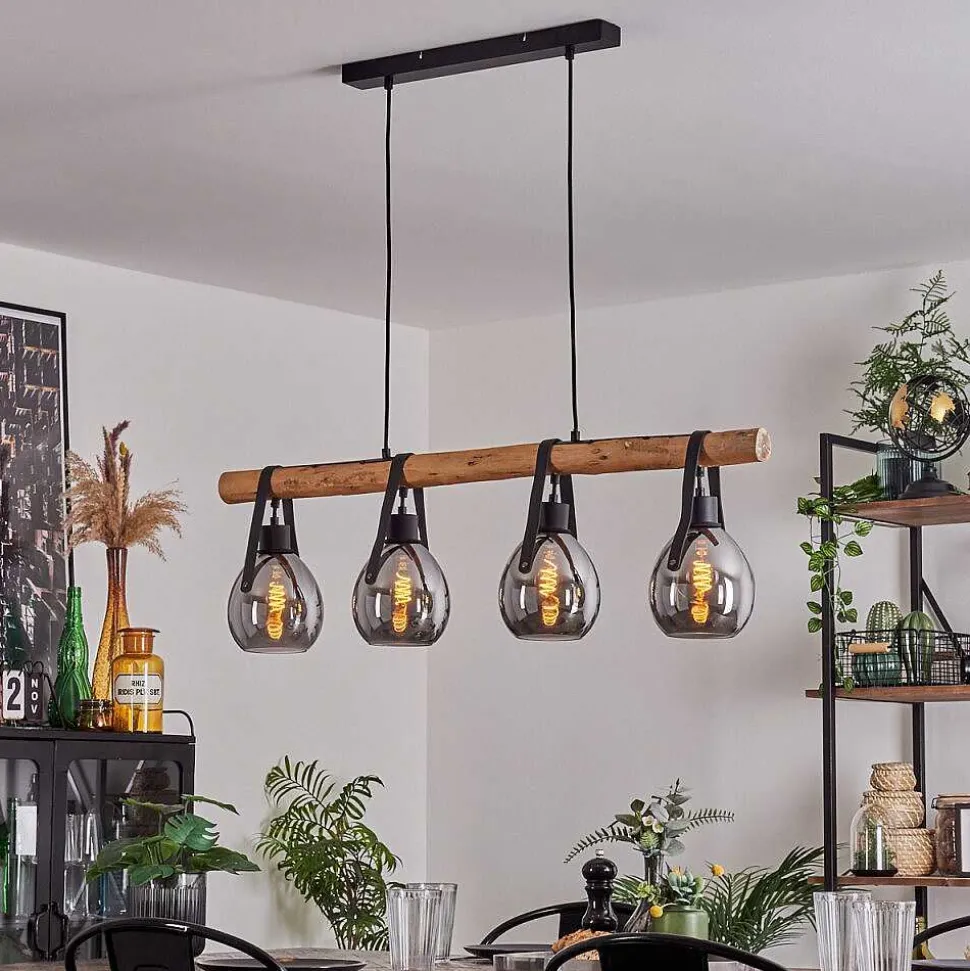 Suspension Hocker Ecru, Noir, 4 Lumieres