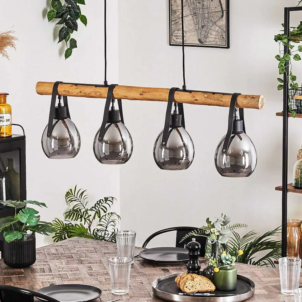 Suspension Hocker Ecru, Noir, 4 Lumieres