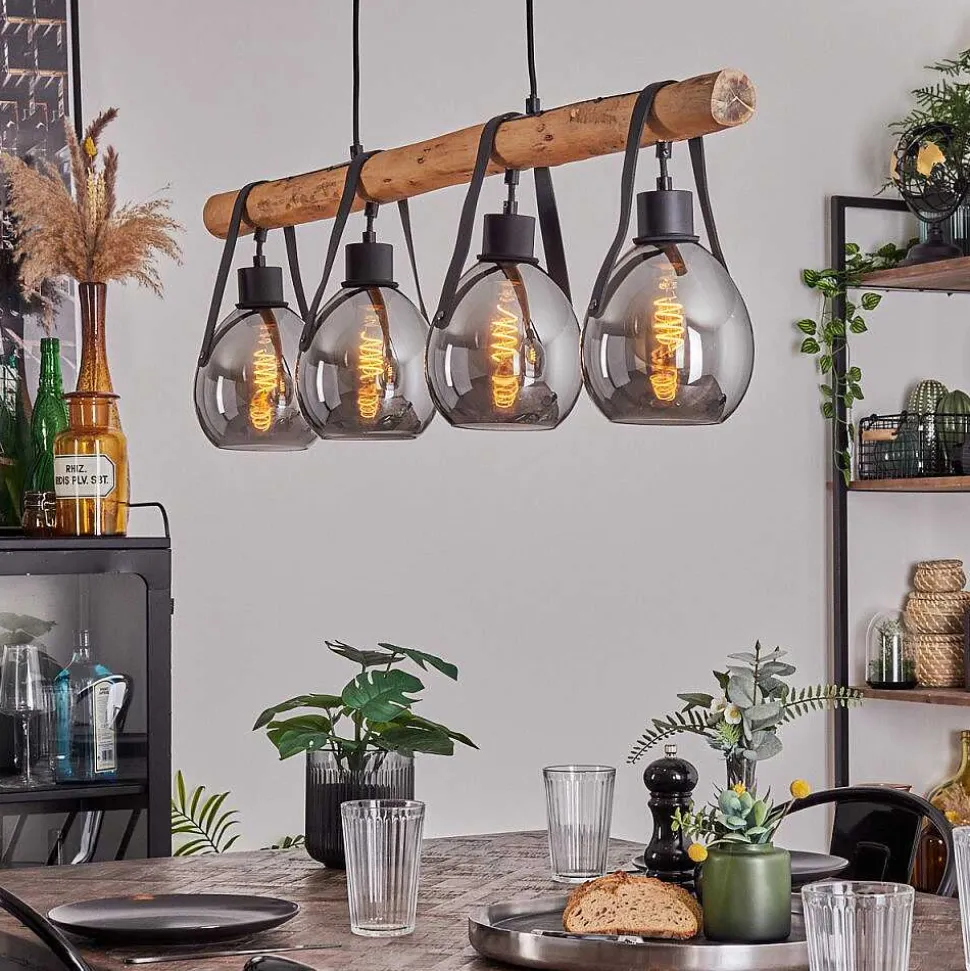 Suspension Hocker Ecru, Noir, 4 Lumieres