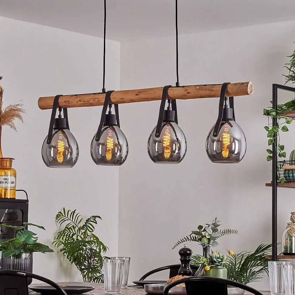 Suspension Hocker Ecru, Noir, 4 Lumieres