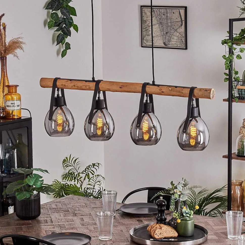 Suspension Hocker Ecru, Noir, 4 Lumieres