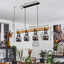 Suspension Hocker Ecru, Noir, 4 Lumieres