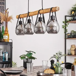 Suspension Hocker Ecru, Noir, 4 Lumieres