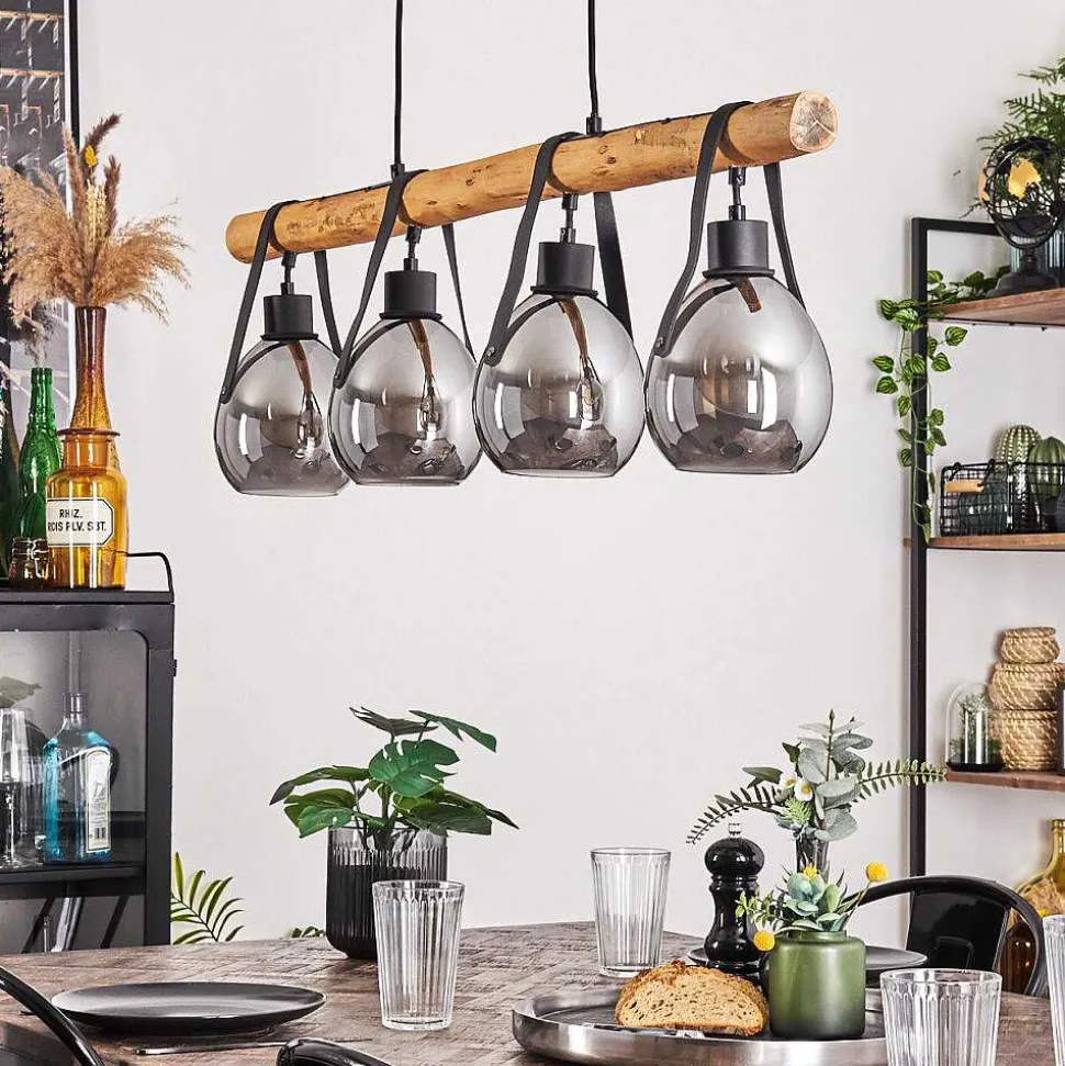 Suspension Hocker Ecru, Noir, 4 Lumieres