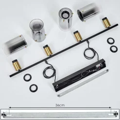 Suspension Hunouri Noir, 4 Lumieres