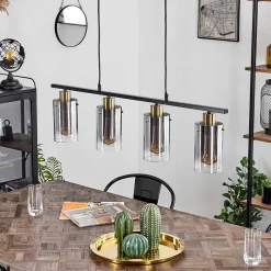 Suspension Hunouri Noir, 4 Lumieres