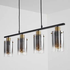 Suspension Hunouri Noir, 4 Lumieres