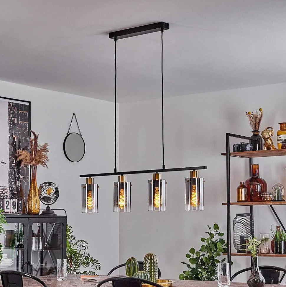 Suspension Hunouri Noir, 4 Lumieres