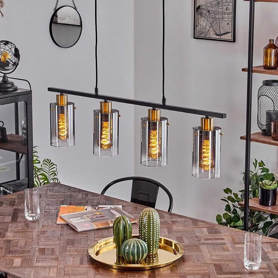 Suspension Hunouri Noir, 4 Lumieres