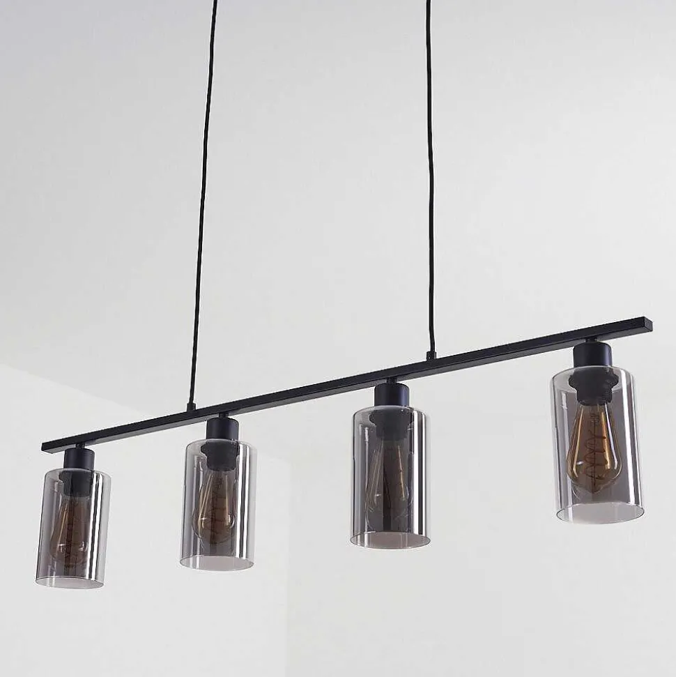 Suspension Hunouri Noir, 4 Lumieres