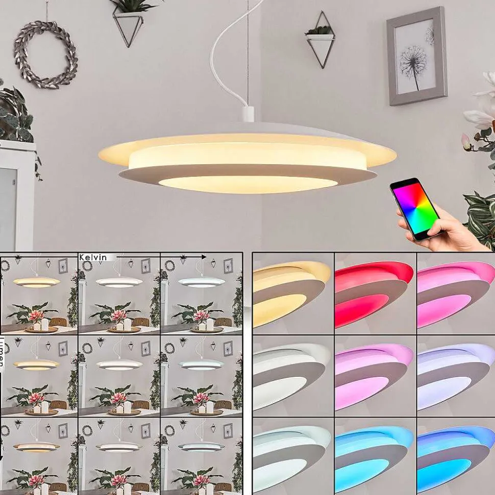 Suspension Ittingen Led Blanc, 1 Lumiere, Changeur De Couleurs